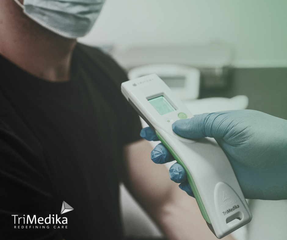 non-contact thermometer in use